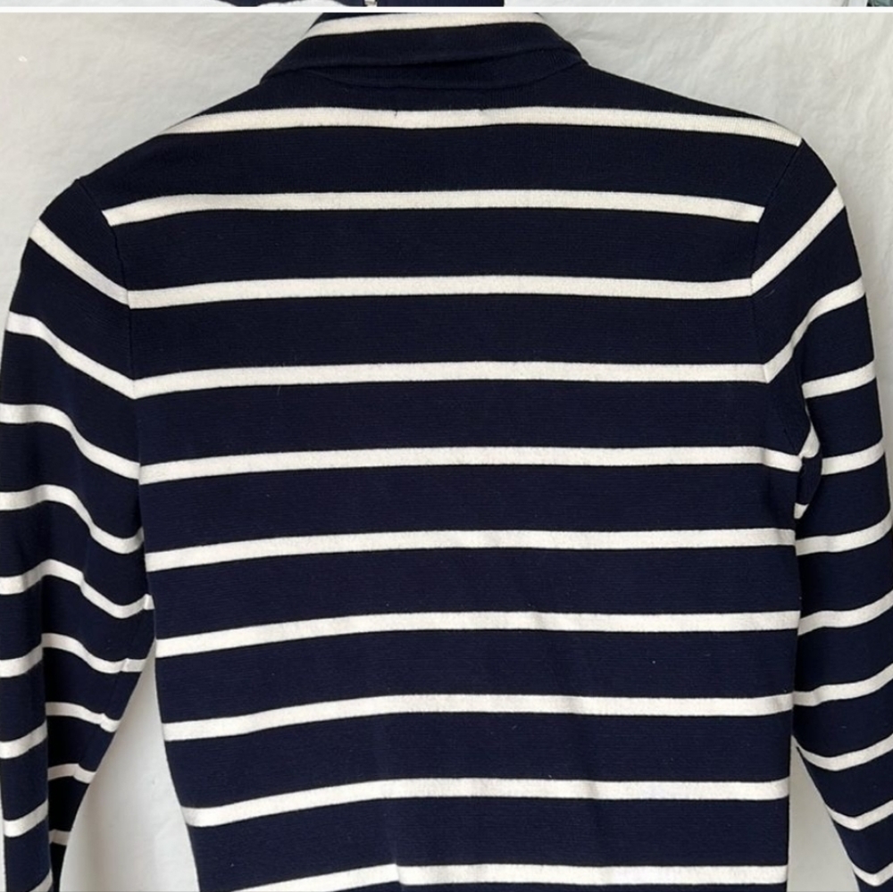 CHAPS Navy Striped Moto Style Zip Jacket - Picture 3 of 8
